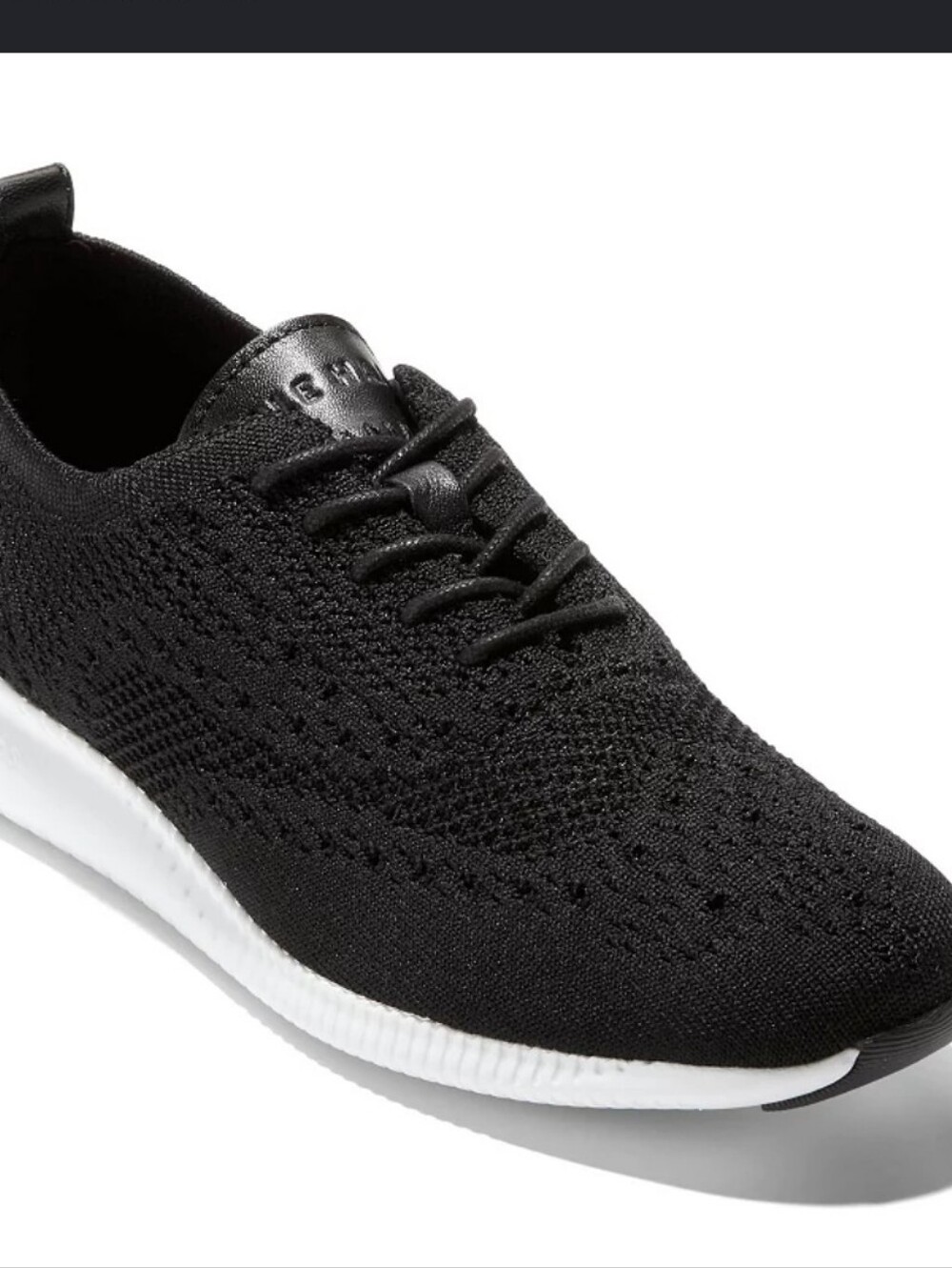 Cole Haan Black Knit Sneaker with White Sole,New